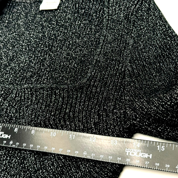 ABERCROMBIE & FITCH Large Black Silver Metallic Long Sleeve Ribbed Knit Bodysuit - Picture 7 of 10
